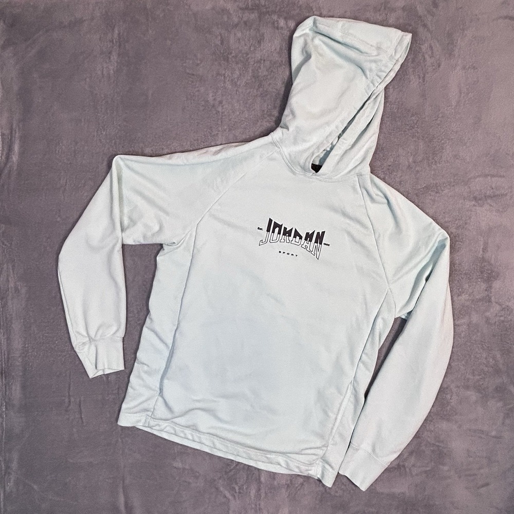 Jordan Dri-Fit‎ Pullover Hoodie Size S Light Mint Jumpman Graphic Back
